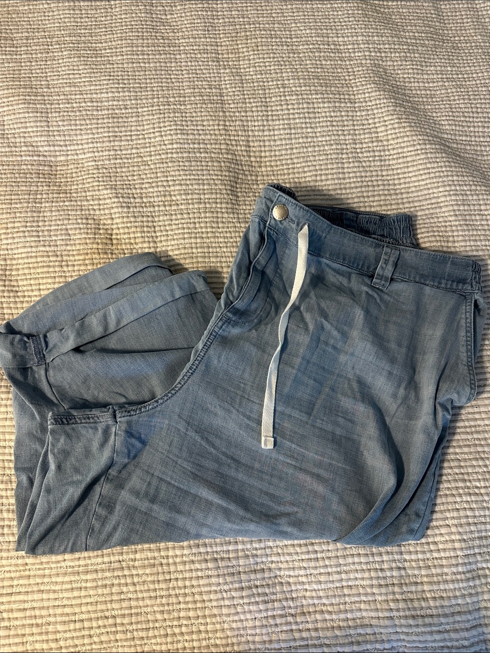 Lane Bryant Light Blue Elastic Waist Chambray Pants
